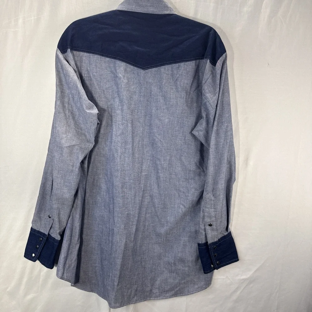 Kenny Rogers By Karman Blue Western Long Sleeve Shirt  Mens 18 Rodeo Vintage